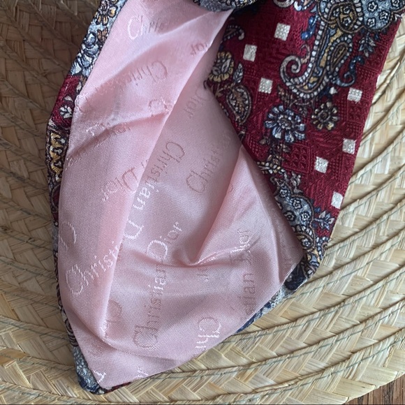 Christian Dior Rare Unique Canada Made Men Vintage Parsley Prints Neck Dress Tie - Picture 9 of 11